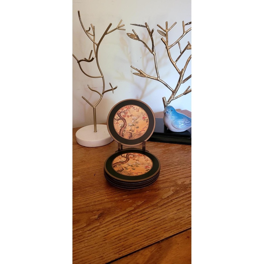 😎Asian Inspired Pimpernell Drink Coasters with Chinese‎ Screen Zen-Functional